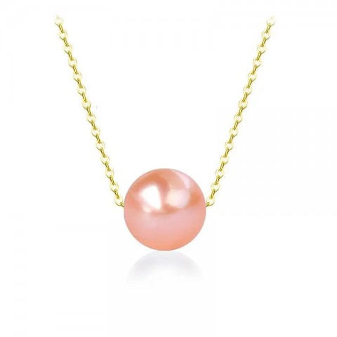 18K Yellow Gold Freshwater Pearl Pendant Necklace for Women, AU750, Preppy Style