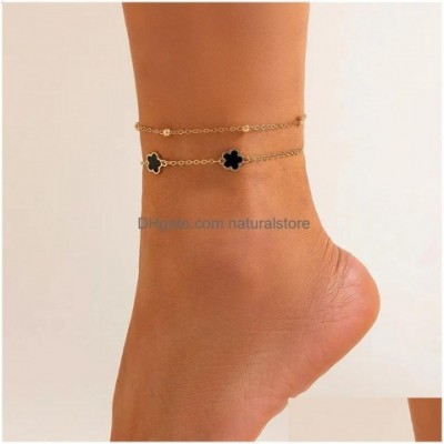 Anklets Fashion Clover Beach Bracelet for Women 2024 Summer Jewelry Anklet