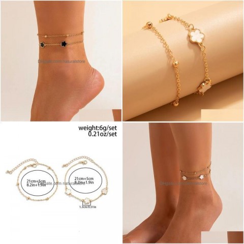 Anklets Fashion Clover Beach Bracelet for Women 2024 Summer Jewelry Anklet