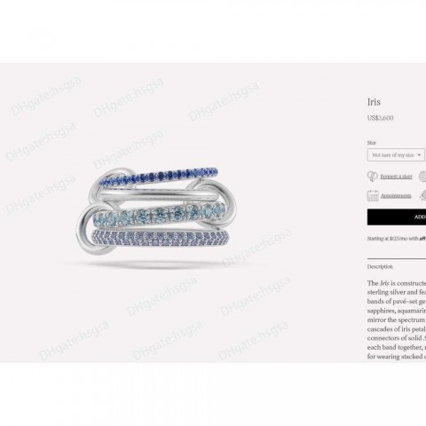 Spinelli Kilcollin Women's Luxury Silver Linked Diamond Ring with Sapphire & Tanzanite