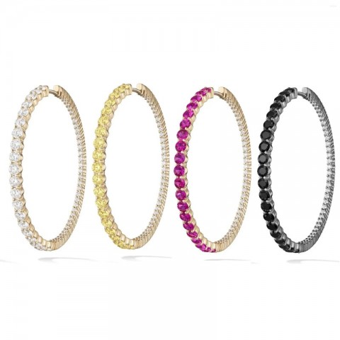 Luxury Stud Earrings for Women - White, Yellow, Rosy, Black Zircon - Small & Large 20MM, 40MM Huggie Hoop