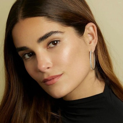 Luxury Stud Earrings for Women - White, Yellow, Rosy, Black Zircon - Small & Large 20MM, 40MM Huggie Hoop