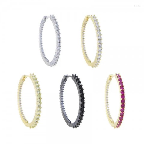 Luxury Stud Earrings for Women - White, Yellow, Rosy, Black Zircon - Small & Large 20MM, 40MM Huggie Hoop