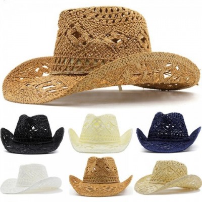 Comfortable Hollowed Out Wide Brim Cowboy Hat for Men - Natural Grass, Multifunctional, Spring Summer
