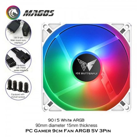 High Performance 90mm 15/25mm Slim Super Quiet CPU Cooler Fan for Mini ITX Cases - Black & White