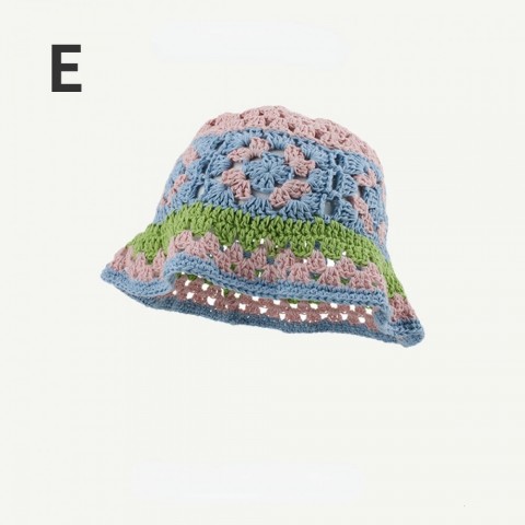 Korean Handmade Crochet Bucket Hat for Women - Y2K Hollow Flower Design