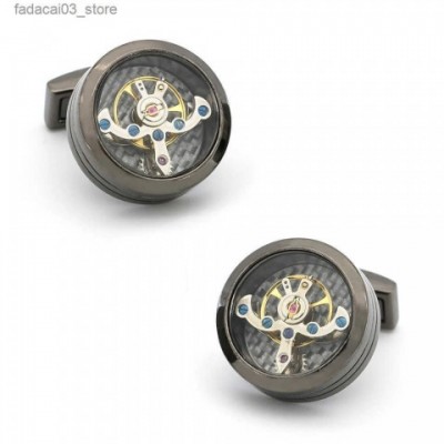 High-Quality Men's Mechanical Design Metal Cufflinks - Gunmetal Color Z250326