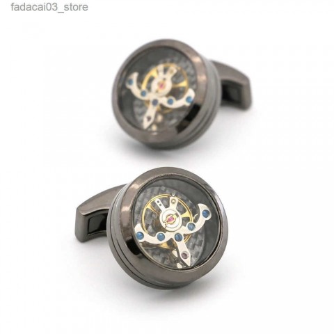 High-Quality Men's Mechanical Design Metal Cufflinks - Gunmetal Color Z250326