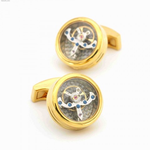 High-Quality Men's Mechanical Design Metal Cufflinks - Gunmetal Color Z250326