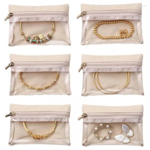 Luxury Jewelry Pouches 6PC Set for Elegant Necklace & Watch Storage