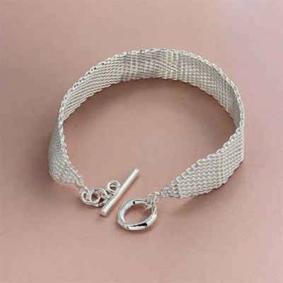 Sterling Silver Charm Bracelet for Women with Mesh Design - Perfect Wedding and Party Gift