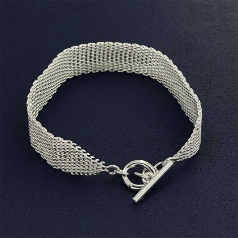 Sterling Silver Charm Bracelet for Women with Mesh Design - Perfect Wedding and Party Gift