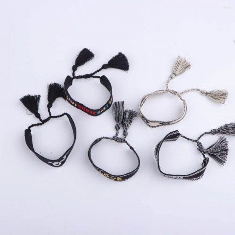 Boho Charm 20Pcs Adjustable Gold Letter Woven Tassel Bracelets for Women