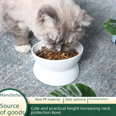 Oblique High-Foot Cat Bowl with Anti-Tip Design for Pet Protection
