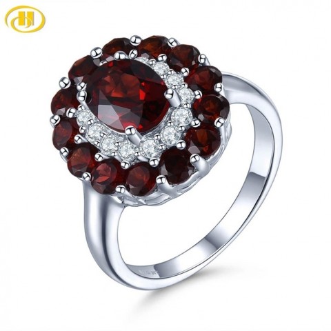 Hutang Gems & Jewelry Red Mozambique Garnet 925 Silver Elegant Women's Vintage Ring