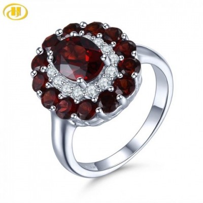 Hutang Gems & Jewelry Red Mozambique Garnet 925 Silver Elegant Women's Vintage Ring