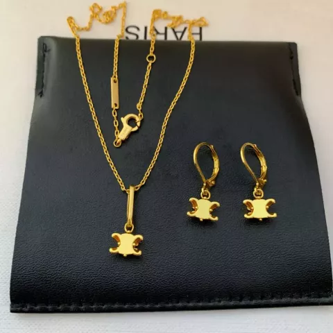 DESIGNER Women's Classic 18K Gold Plated Pendant Necklace with Letters for Daily Wear