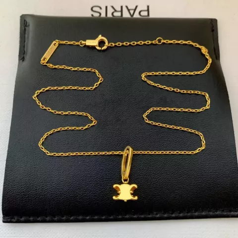DESIGNER Women's Classic 18K Gold Plated Pendant Necklace with Letters for Daily Wear