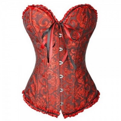 Wholesale Sexually Charged Women's Burlesque Dance Corset Outfit with Flocked Layered Skirt for Dance Parties