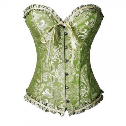 Wholesale Sexually Charged Women's Burlesque Dance Corset Outfit with Flocked Layered Skirt for Dance Parties