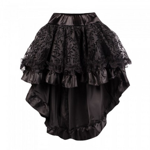 Wholesale Sexually Charged Women's Burlesque Dance Corset Outfit with Flocked Layered Skirt for Dance Parties