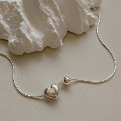 SHANICE Sterling Silver Heart Pearl Choker Necklace for Women