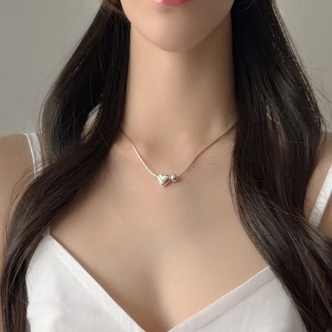 SHANICE Sterling Silver Heart Pearl Choker Necklace for Women