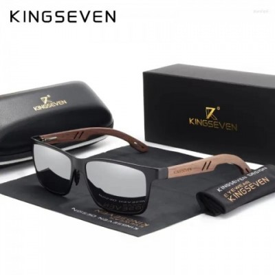 KINGSEVEN Wood Aluminum Frame UV400 Polarized Sunglasses for Men Women