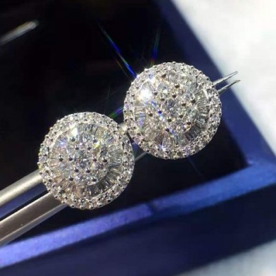 2024 Sparkling Stud Earrings for Women: Sterling Silver White Topaz, Wedding & Gift