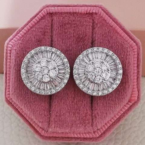 2024 Sparkling Stud Earrings for Women: Sterling Silver White Topaz, Wedding & Gift