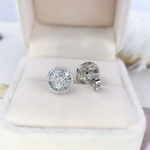 2024 Sparkling Stud Earrings for Women: Sterling Silver White Topaz, Wedding & Gift