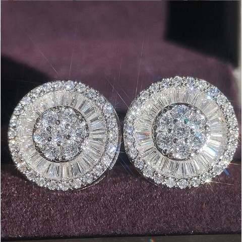 2024 Sparkling Stud Earrings for Women: Sterling Silver White Topaz, Wedding & Gift