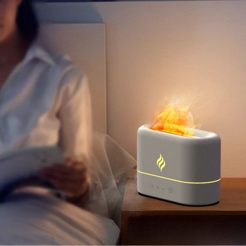 2024 Creative Flame-Simulation Ultrasonic Aroma Diffuser with 7-Color Gradient