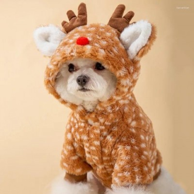 Christmas Elk Hooded Coat for Small to Large Dogs with Comfortable Fit & Soft Cotton Polyester 2024