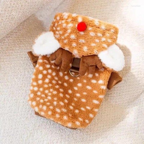 Christmas Elk Hooded Coat for Small to Large Dogs with Comfortable Fit & Soft Cotton Polyester 2024