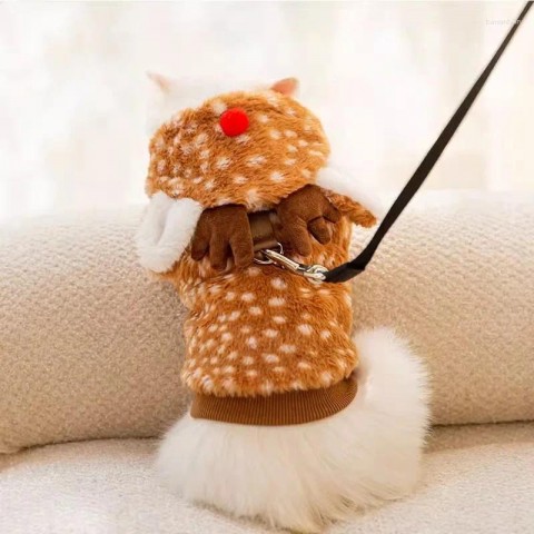 Christmas Elk Hooded Coat for Small to Large Dogs with Comfortable Fit & Soft Cotton Polyester 2024