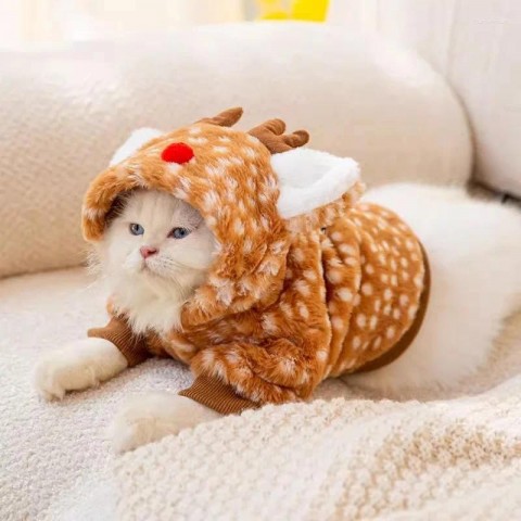 Christmas Elk Hooded Coat for Small to Large Dogs with Comfortable Fit & Soft Cotton Polyester 2024