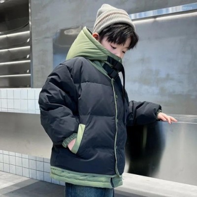 Warm Boy's Fashion Patchwork Down Coat for Winter