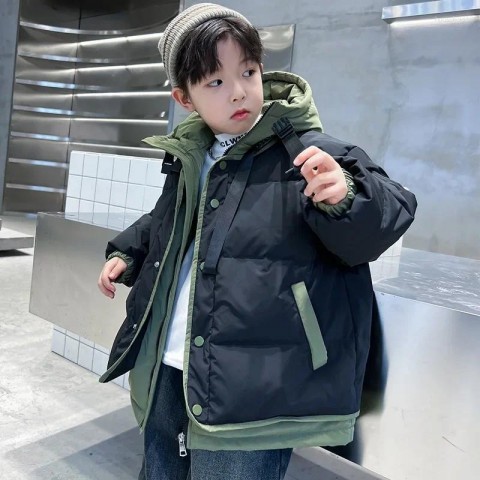 Warm Boy's Fashion Patchwork Down Coat for Winter