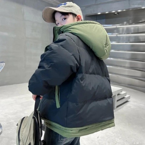 Warm Boy's Fashion Patchwork Down Coat for Winter