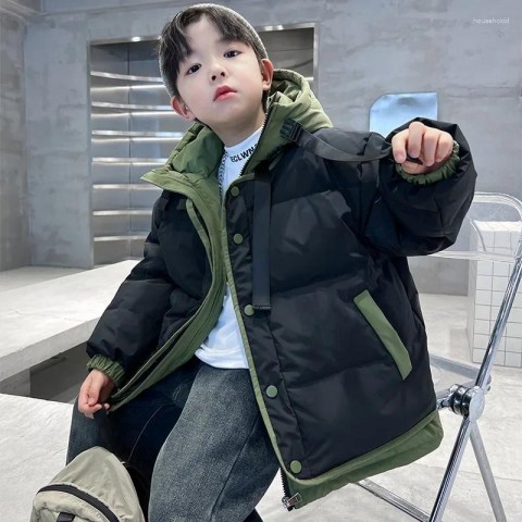Warm Boy's Fashion Patchwork Down Coat for Winter