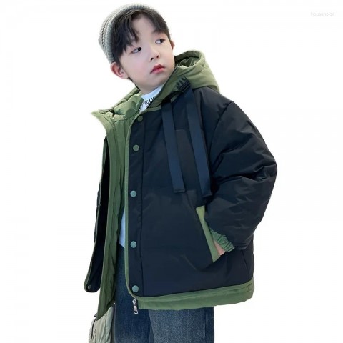 Warm Boy's Fashion Patchwork Down Coat for Winter