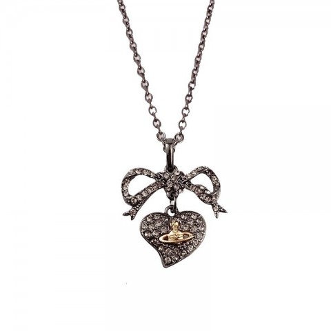 Vivienmes High-Quality Titanium Black Bow Necklace for Women