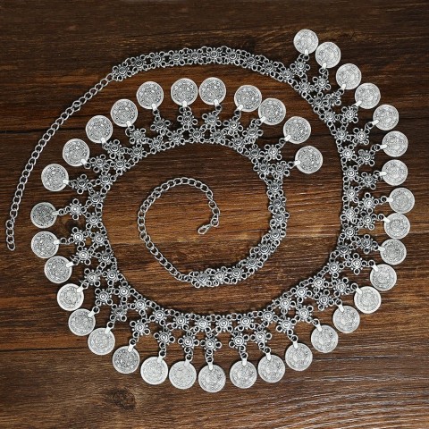 Boho Style Women's Vintage Coin Charm Long Belly Chain Waist Belt