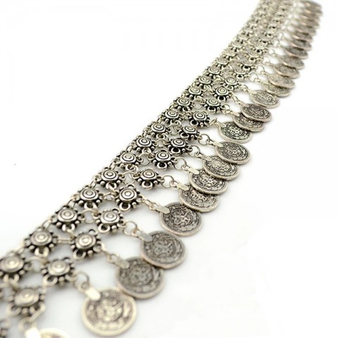 Boho Style Women's Vintage Coin Charm Long Belly Chain Waist Belt