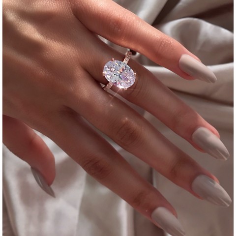 High-End Bohemian Oval Cut White Topaz CZ Women's Wedding Engagement Ring