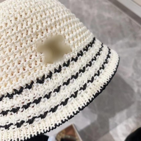 DESIGNERS Women's Stylish Hollow Woven Straw Bucket Hat for Outdoor Spring & Fall