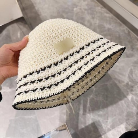 DESIGNERS Women's Stylish Hollow Woven Straw Bucket Hat for Outdoor Spring & Fall