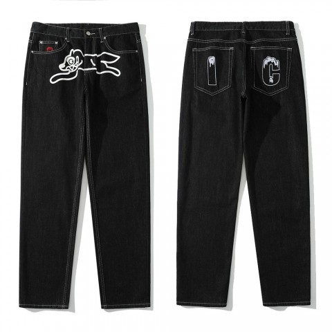 Designer BBC Boys Club Flying Dog Print Black Denim Jeans for Men