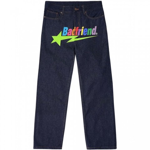 Designer BBC Boys Club Flying Dog Print Black Denim Jeans for Men